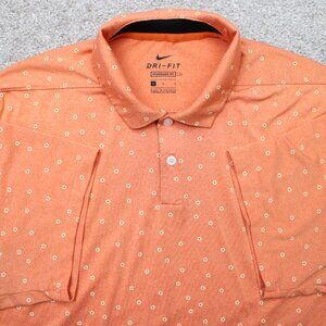 Nike Vapor AOP Polo Shirt Men Large Orange Floral Dri-Firt Standard Fit S/S Golf